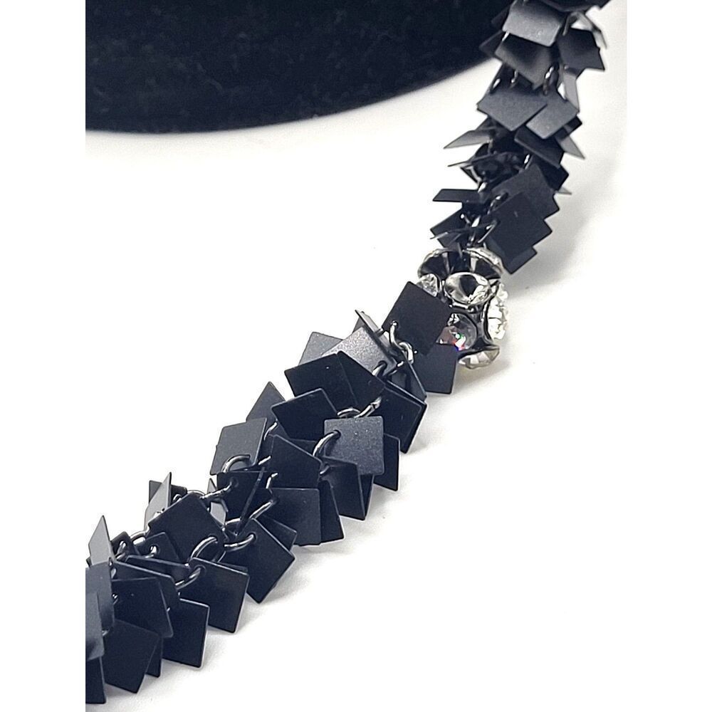 Simply Vera Gunmetal Rhinestone Multilayer Chain Necklace Square Black 40in